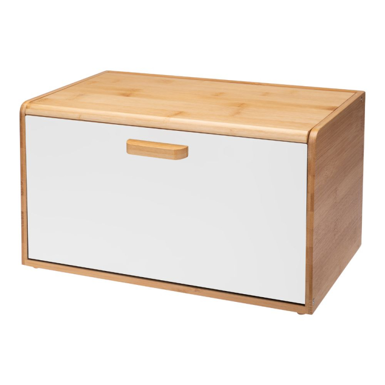 Chlebak pojemnik na chleb LAVARO biały z bambusem gładki